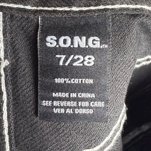 S.O.N.G. Women’s High Rise Carpenter 90’s Boyfriend Cut Pants Black size 7/28 - Picture 3 of 12